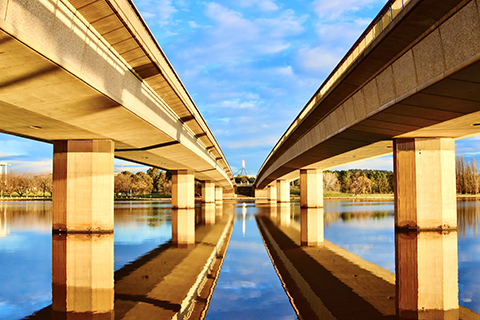 View of Commonwealth Avenue Bridge from below