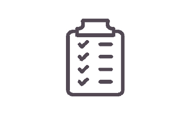 Flat icon featuring a list on a clipboard with items checked off with ticks