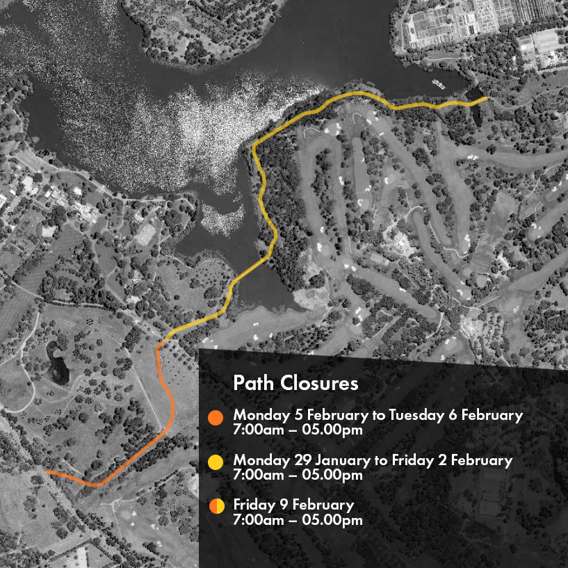 Map of Dunrossil Drive, highlighted to show the footpaths are closed.