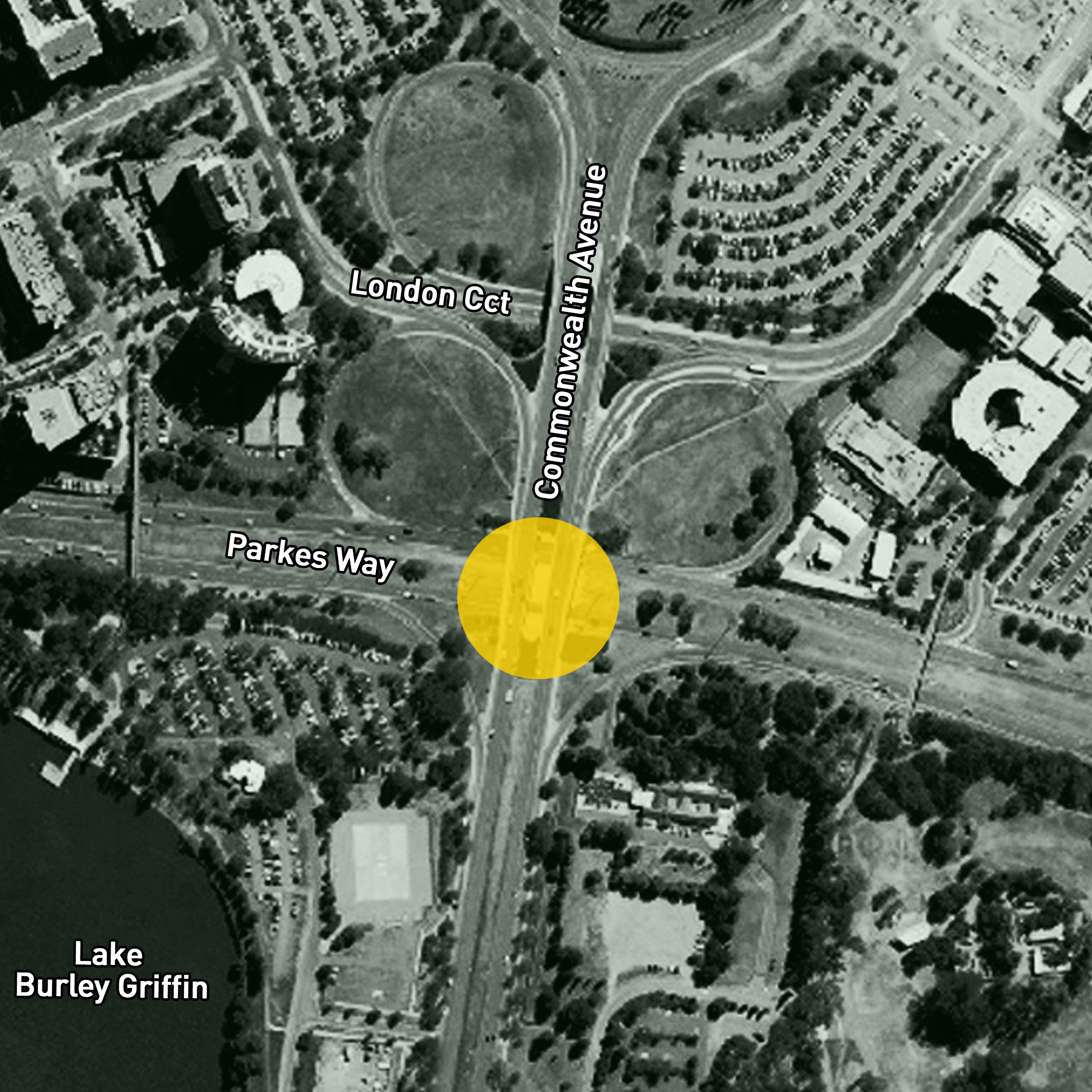 Commonwealth Avenue bridge works over Parkes Way map