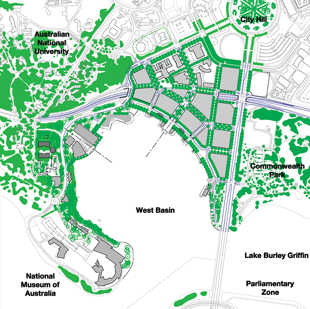 Figure 59 - West Basin - Indicative landscape and streetscape