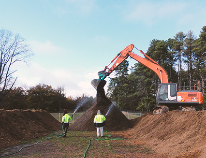 Turning compost, Dunrossil Drive, 2016