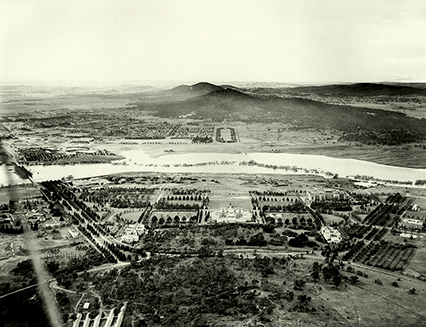 Central Canberra during the floods, 1959