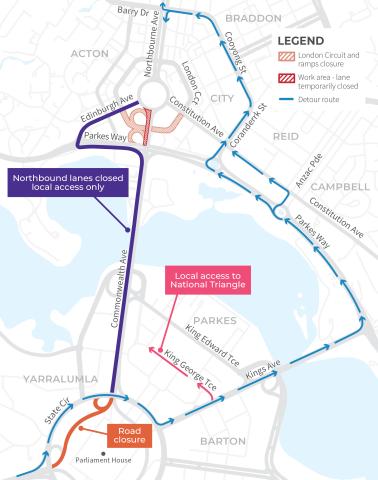 Commonwealth Avenue Temporary Road Closure - Raising London Circuit Northbound