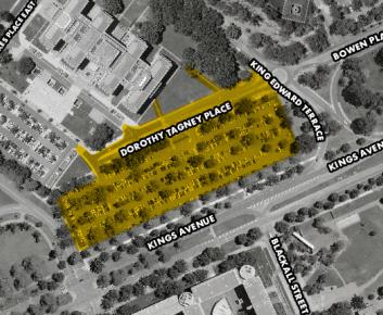 Map of John Gorton Carpark and surrounding paths highlighted to show that they are closed.