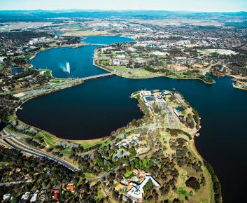 Aerial view of lake