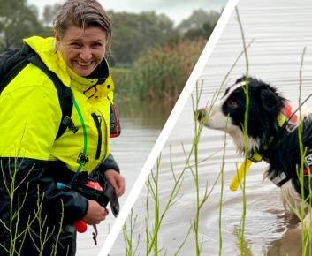 Female and dog owner