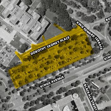 Map of John Gorton Carpark and surrounding paths highlighted to show that they are closed.